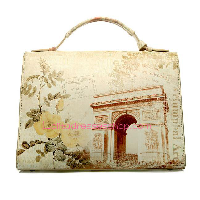 The Arch Printing Vintage Sports Car PU Lolita Handbag