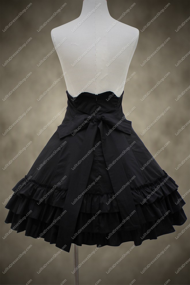 High Waist Black Flouncing Lolita Skirt