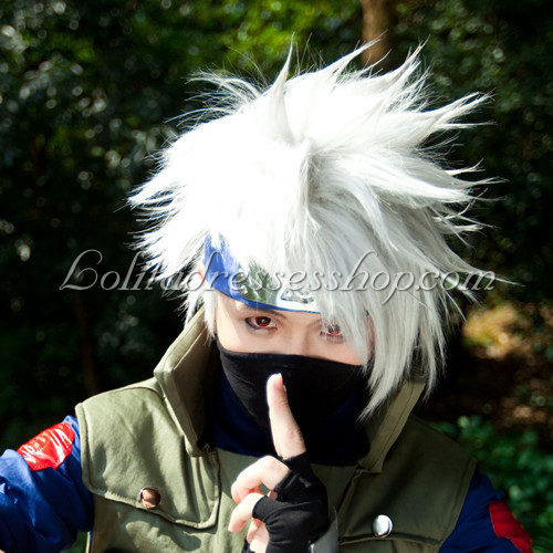 White Naruto Hatake Kakashi Cosplay Wig