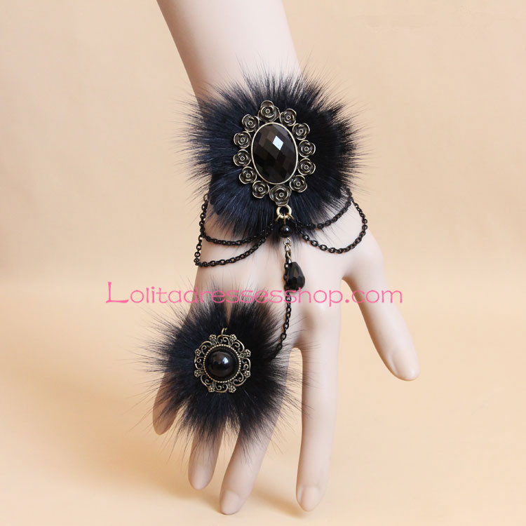 Christmas Fashion Black Fox Wool Lolita Bracelet