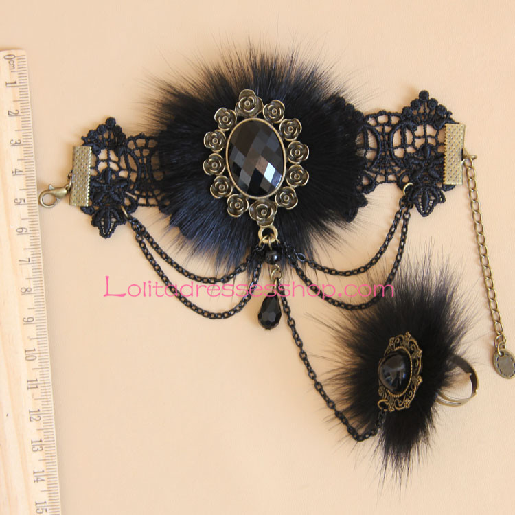 Christmas Fashion Black Fox Wool Lolita Bracelet