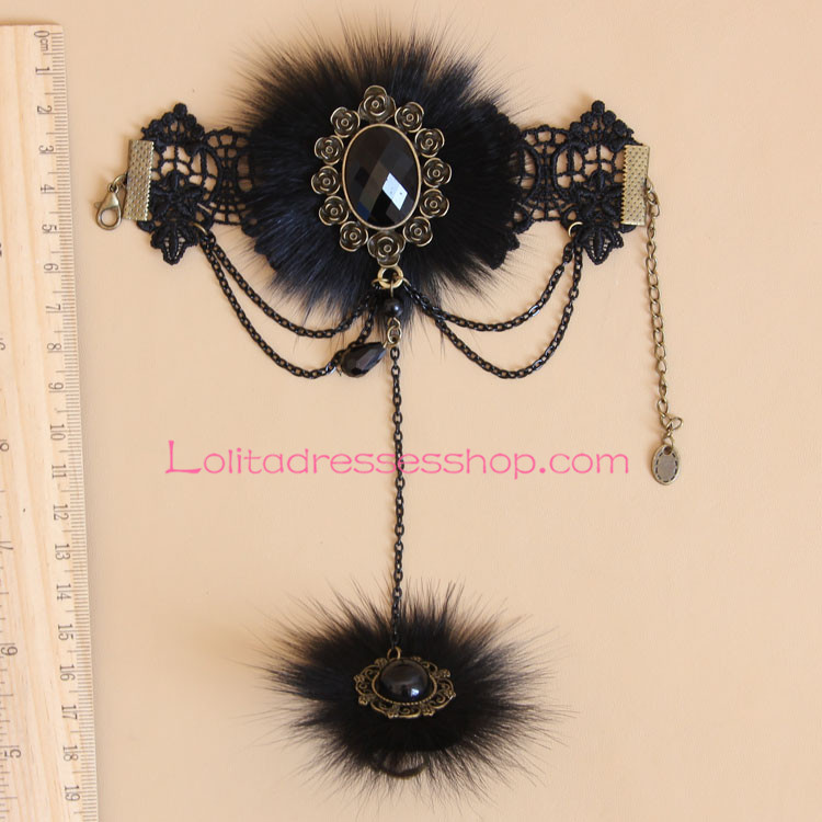 Christmas Fashion Black Fox Wool Lolita Bracelet