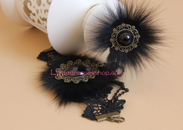 Christmas Fashion Black Fox Wool Lolita Bracelet