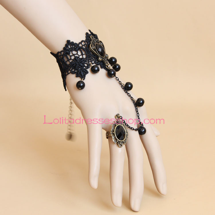 Black Pearl Lace Lolita Bracelet