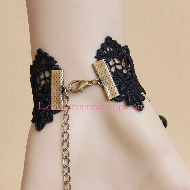 Black Pearl Lace Lolita Bracelet