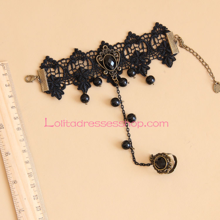 Black Pearl Lace Lolita Bracelet