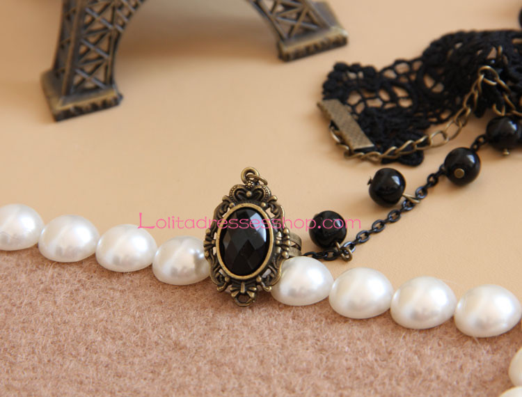 Black Pearl Lace Lolita Bracelet