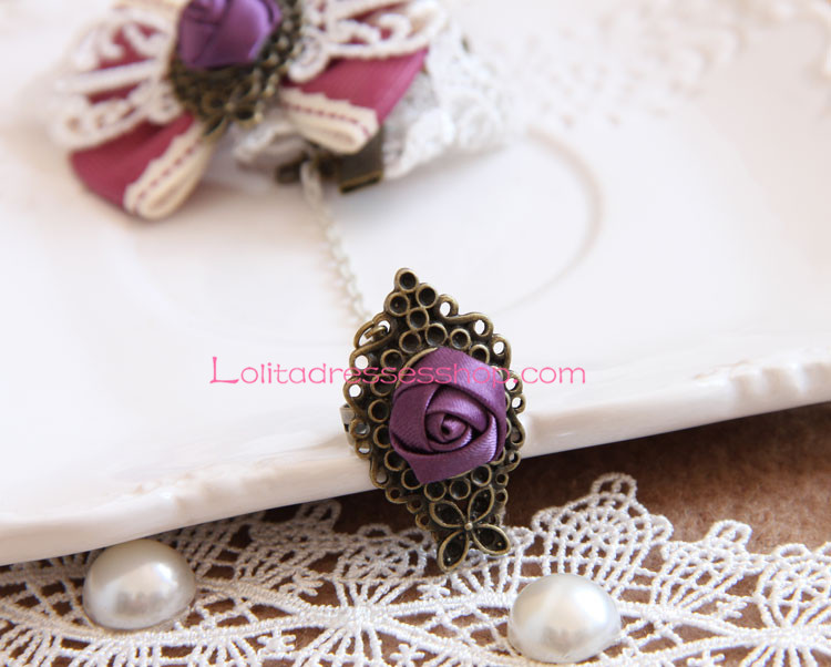 White Lace and Purple Bowknot Lolita Bracelet