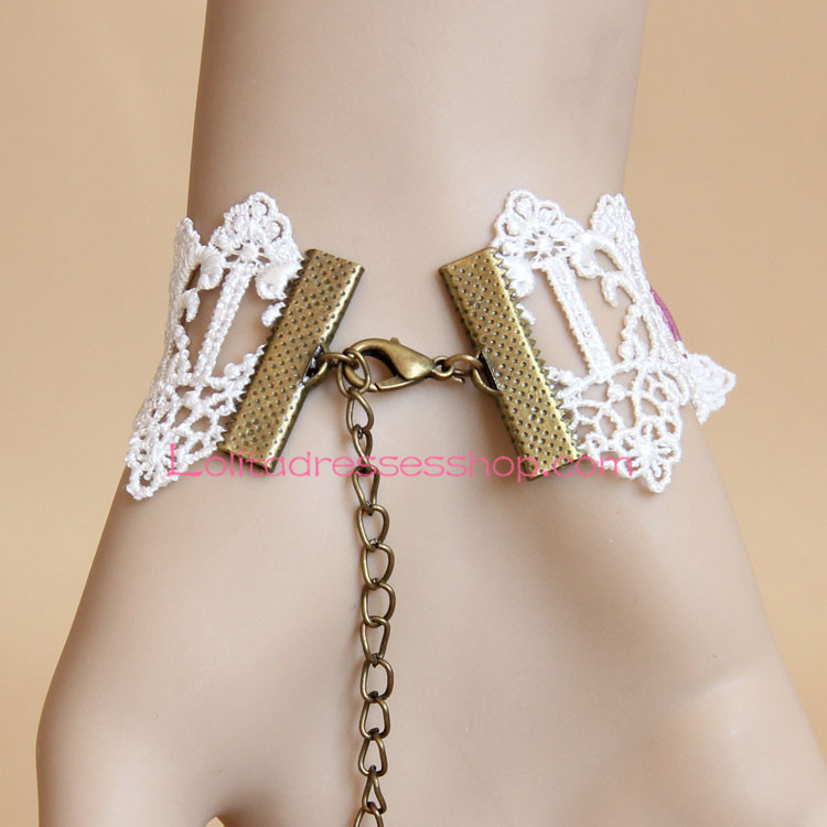 White Lace and Purple Bowknot Lolita Bracelet