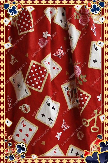 Red Poker Printing High Waist Sweet Lolita Dress