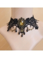 Elegant Black Lace Leopard Pearls Lolita Necklace