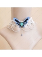 Sweet Blue Butterfly with Tassel Lolita Necklace