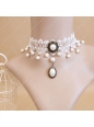 Sweet White Lace Pearls Tassel Lolita Necklace