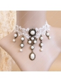 Unique Sweet White Lace Pearls Tassel Lolita Necklace