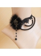 Sexy Pearl Hairy Winter Fashion Luxury Black Lace Lolita Necklace