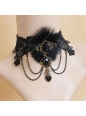 Black Lace Hairy Pearls Lolita Necklace