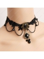 Woven Flowers Black Lace Lolita Necklace