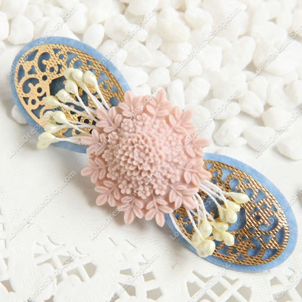 Pink Nonwoven Flower Sweet Lolita Headdress Barrette