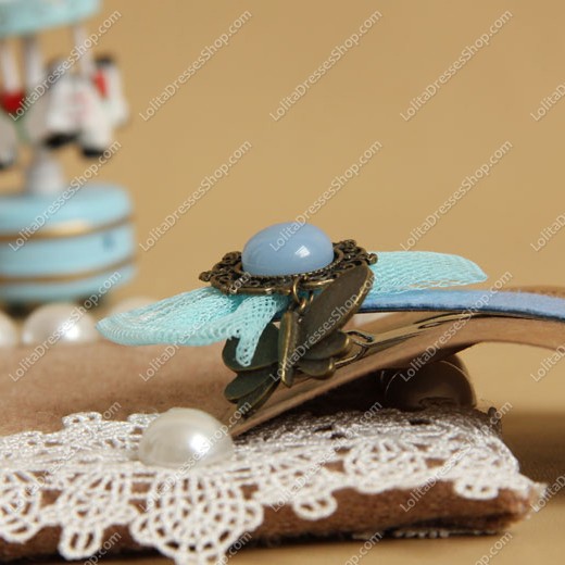 Sweet Pearl Blue Butterfly Lolita Headdress Barrette