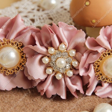 Vintage Female Flower Pearl Rhinestone Lolita Headdress Barrette