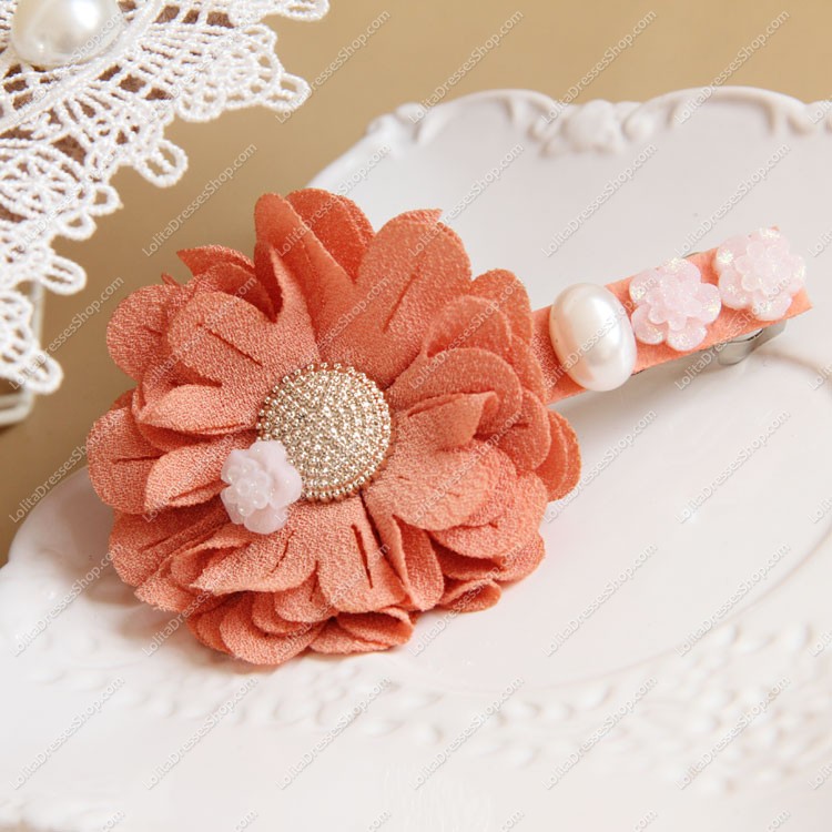 Sweet Pink Flowers Seaside Lolita Headdress Barrette