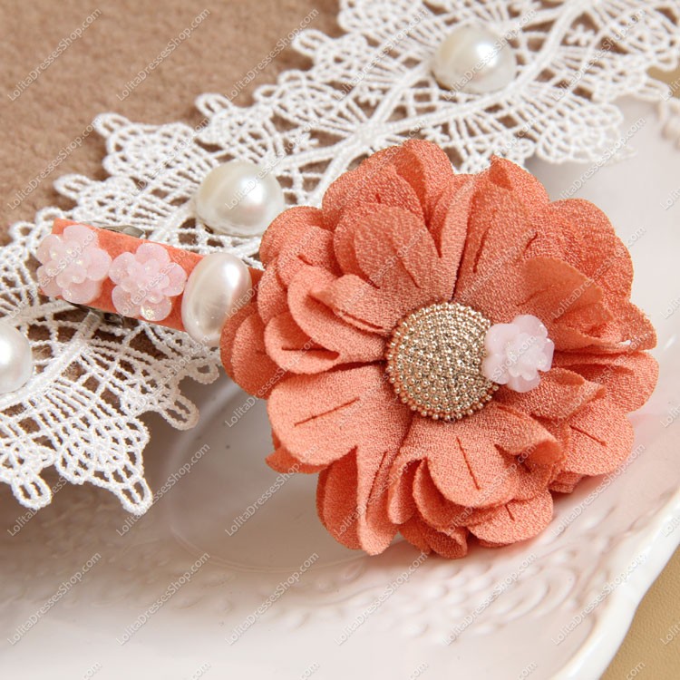 Sweet Pink Flowers Seaside Lolita Headdress Barrette