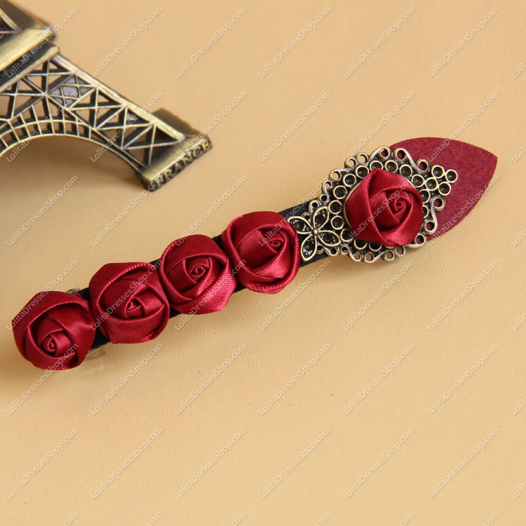 Latest Red Roses Lolita Headdress Barrette