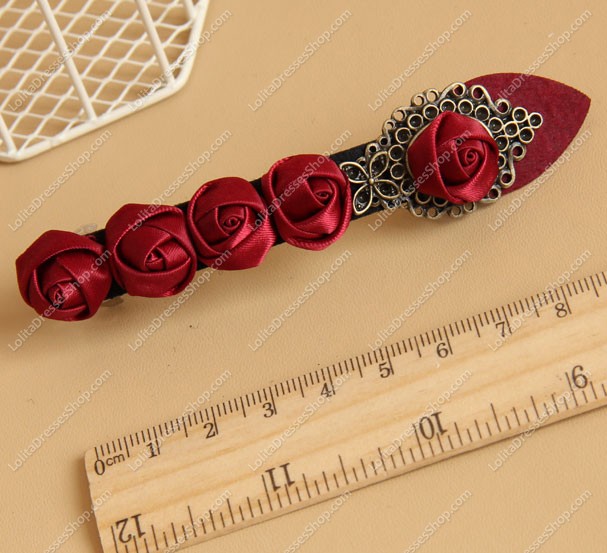 Latest Red Roses Lolita Headdress Barrette