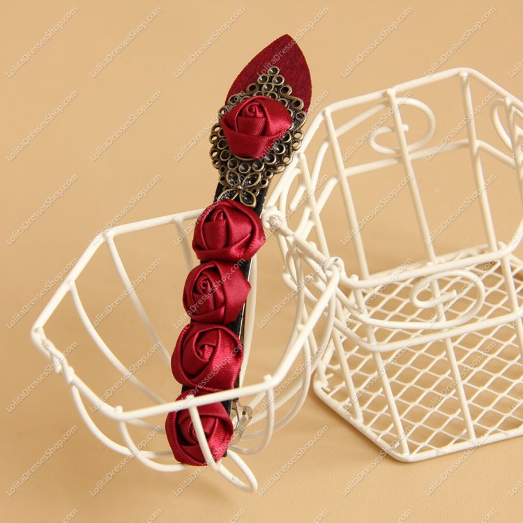 Latest Red Roses Lolita Headdress Barrette