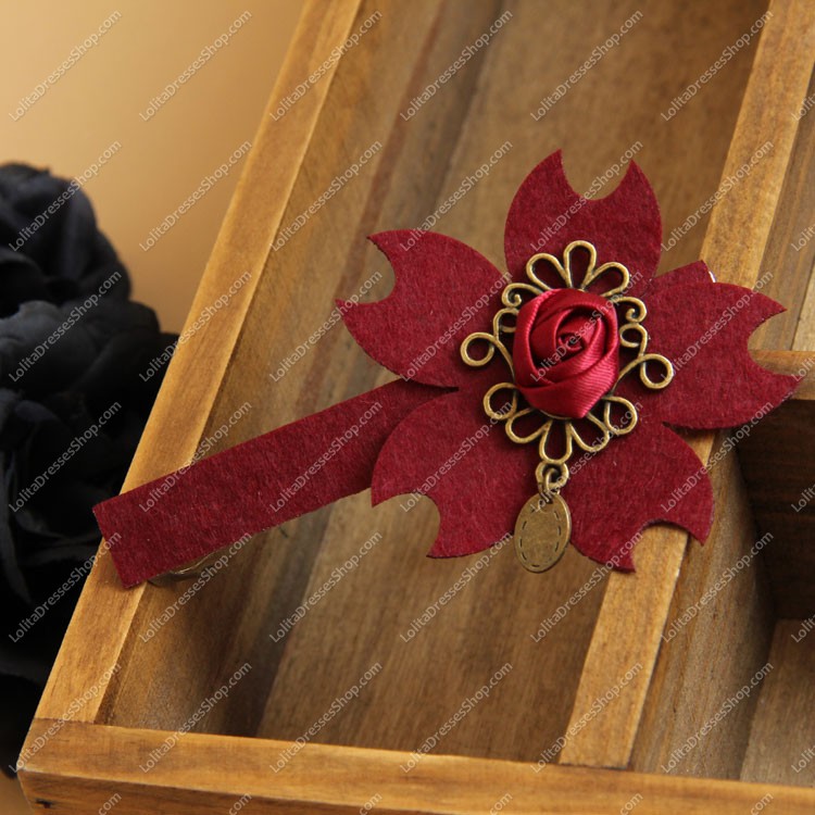 Sweet Wine Red Sunflowers Lolita Headdress Barrette