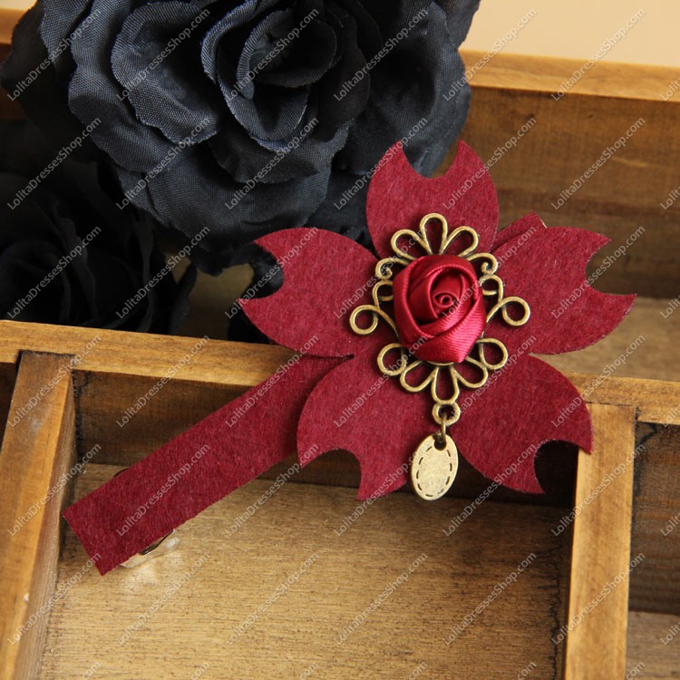 Sweet Wine Red Sunflowers Lolita Headdress Barrette