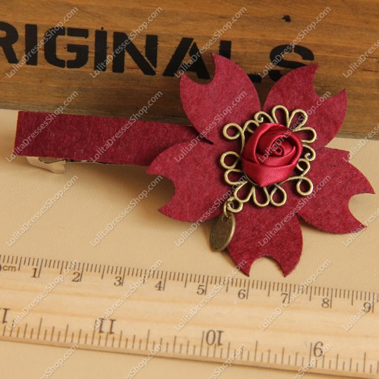 Sweet Wine Red Sunflowers Lolita Headdress Barrette