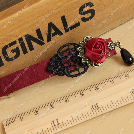 Gothic Lace Rose Pearl Lolita Headdress Barrette