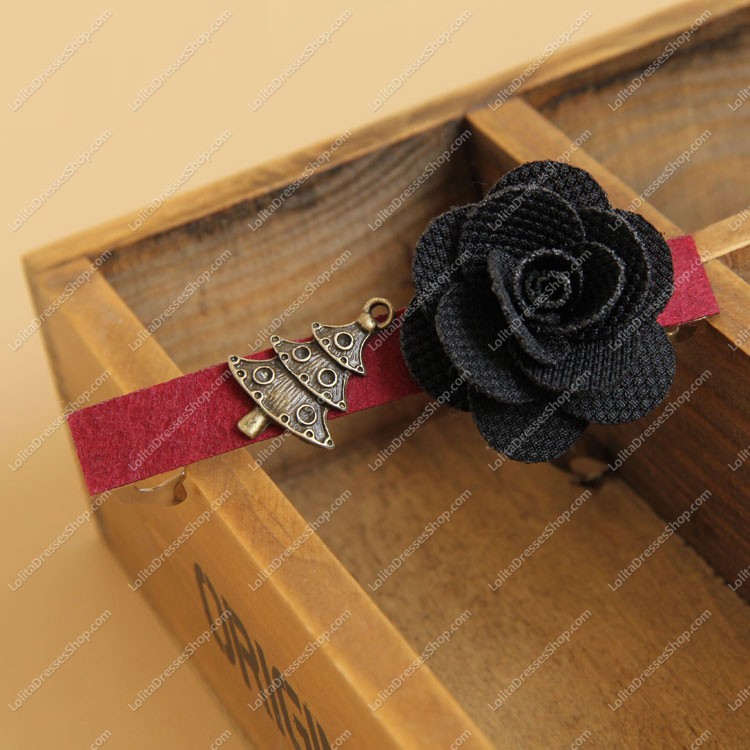 Christmas Black Rose Lolita Headdress Barrette