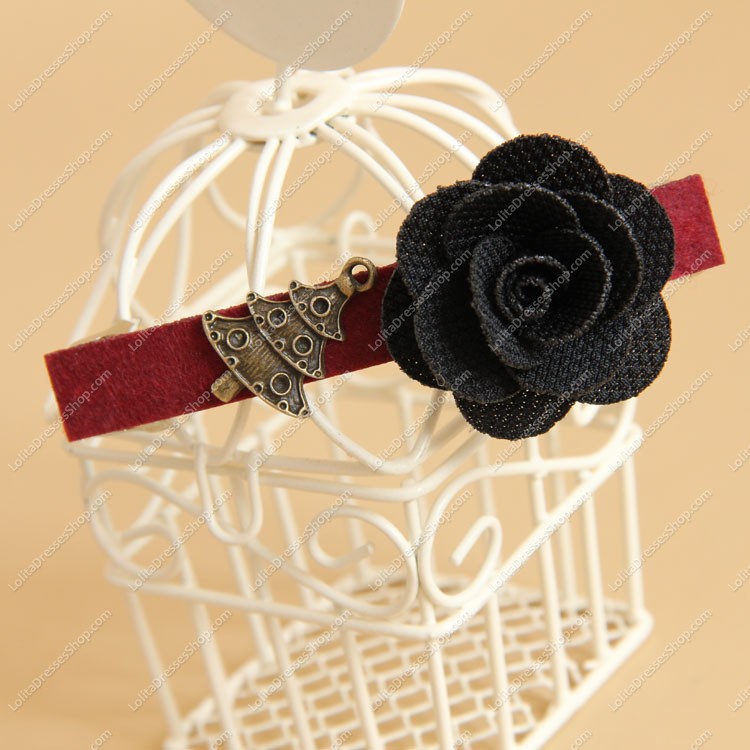 Christmas Black Rose Lolita Headdress Barrette