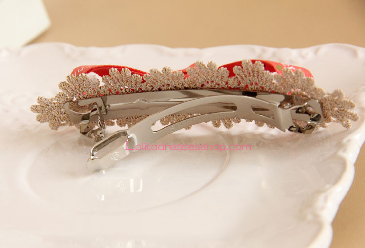 Christmas Lace Bow Lolita Headdress Barrette