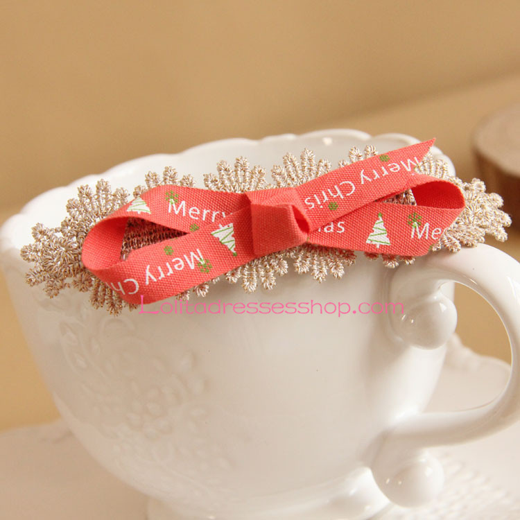 Christmas Lace Bow Lolita Headdress Barrette