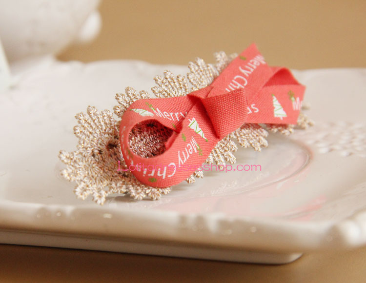 Christmas Lace Bow Lolita Headdress Barrette