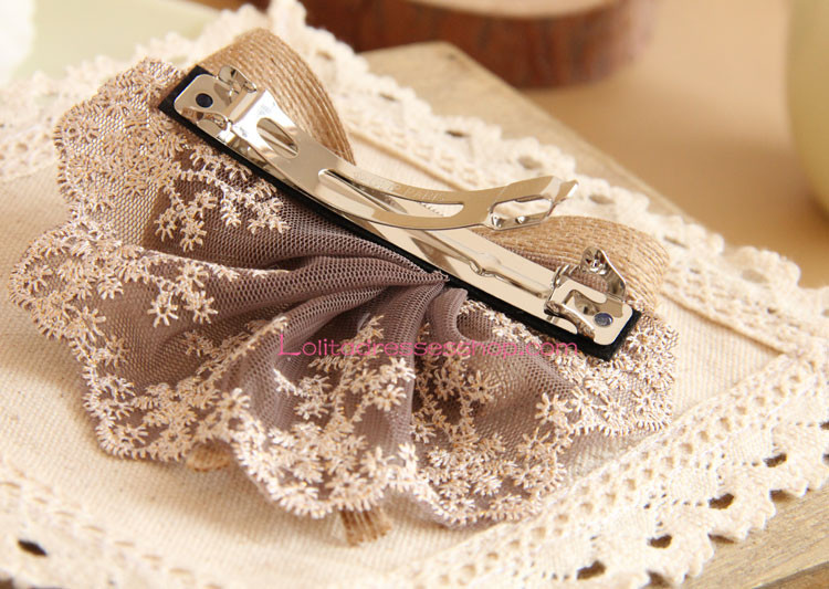 Vintage Big Bowknot Lace Lolita Headdress Barrette