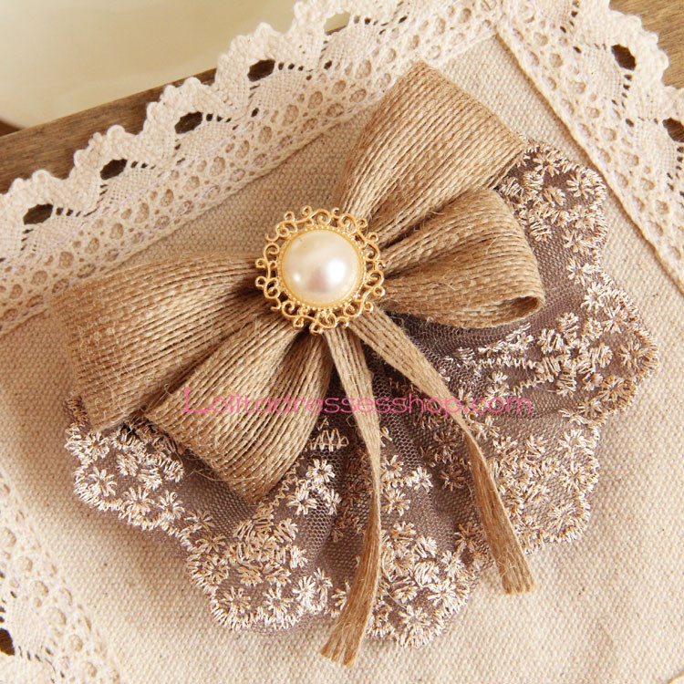 Vintage Big Bowknot Lace Lolita Headdress Barrette