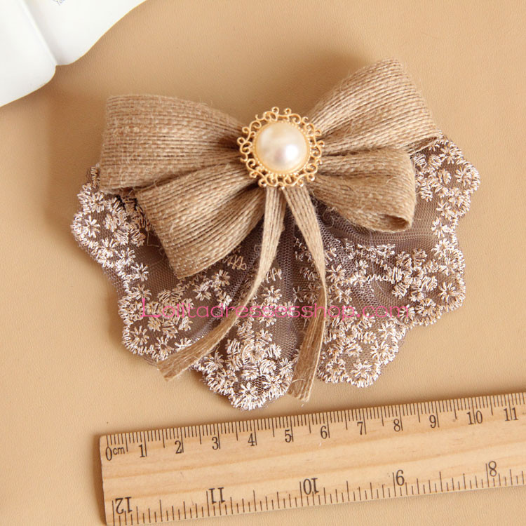 Vintage Big Bowknot Lace Lolita Headdress Barrette