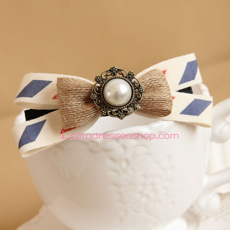 Sweet Pearl Bowknot Lolita Headdress Barrette