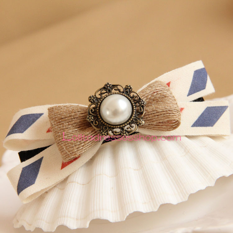 Sweet Pearl Bowknot Lolita Headdress Barrette