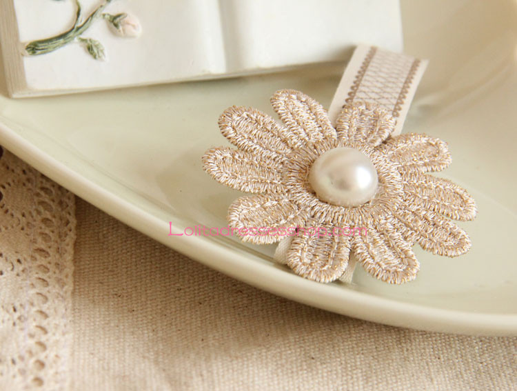 Sweet Lace Flower Pearl Lolita Headdress Barrette