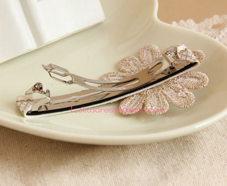 Sweet Lace Flower Pearl Lolita Headdress Barrette