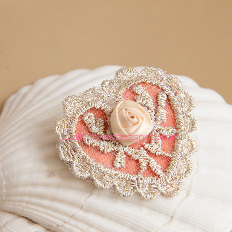 Sweet Lace Trim Rose Lolita Headdress Barrette