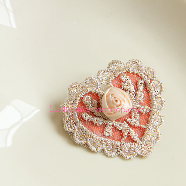 Sweet Lace Trim Rose Lolita Headdress Barrette