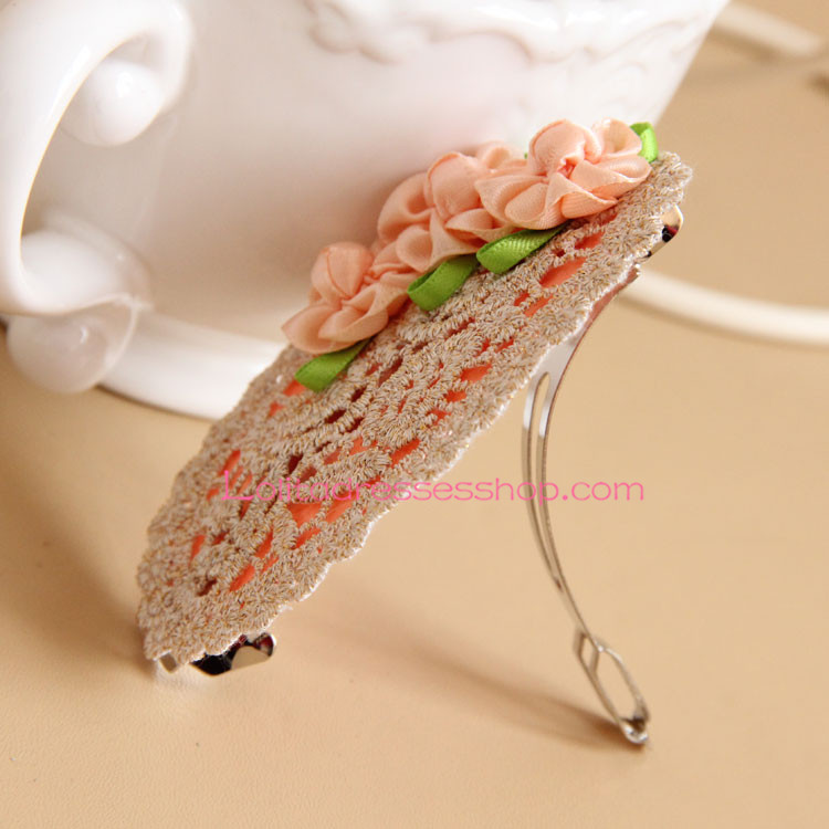 Elegant Pink Flower Lolita Headdress Barrette