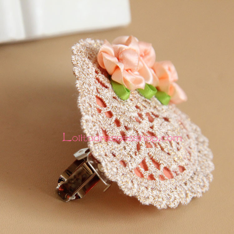 Elegant Pink Flower Lolita Headdress Barrette