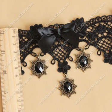 Black Lace Flower Resin Diamond Lolita Necklace
